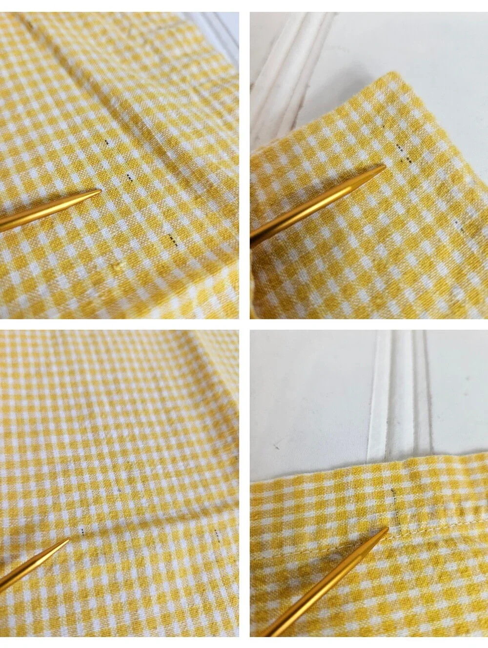 Yellow White Gingham Cloth Napkins Set of 10 16x17 Checkered Cottagecore Dining!